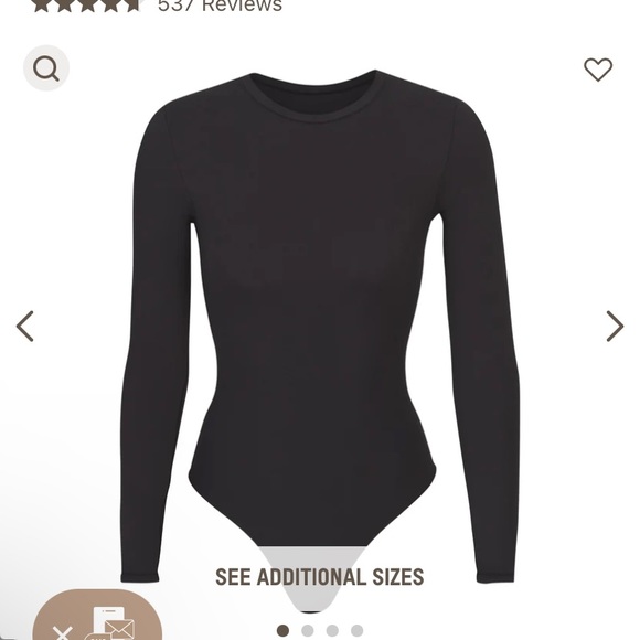 NWT SKIMS Fits Everybody Long Sleeved Bodysuit - Onyx - Picture 4 of 4